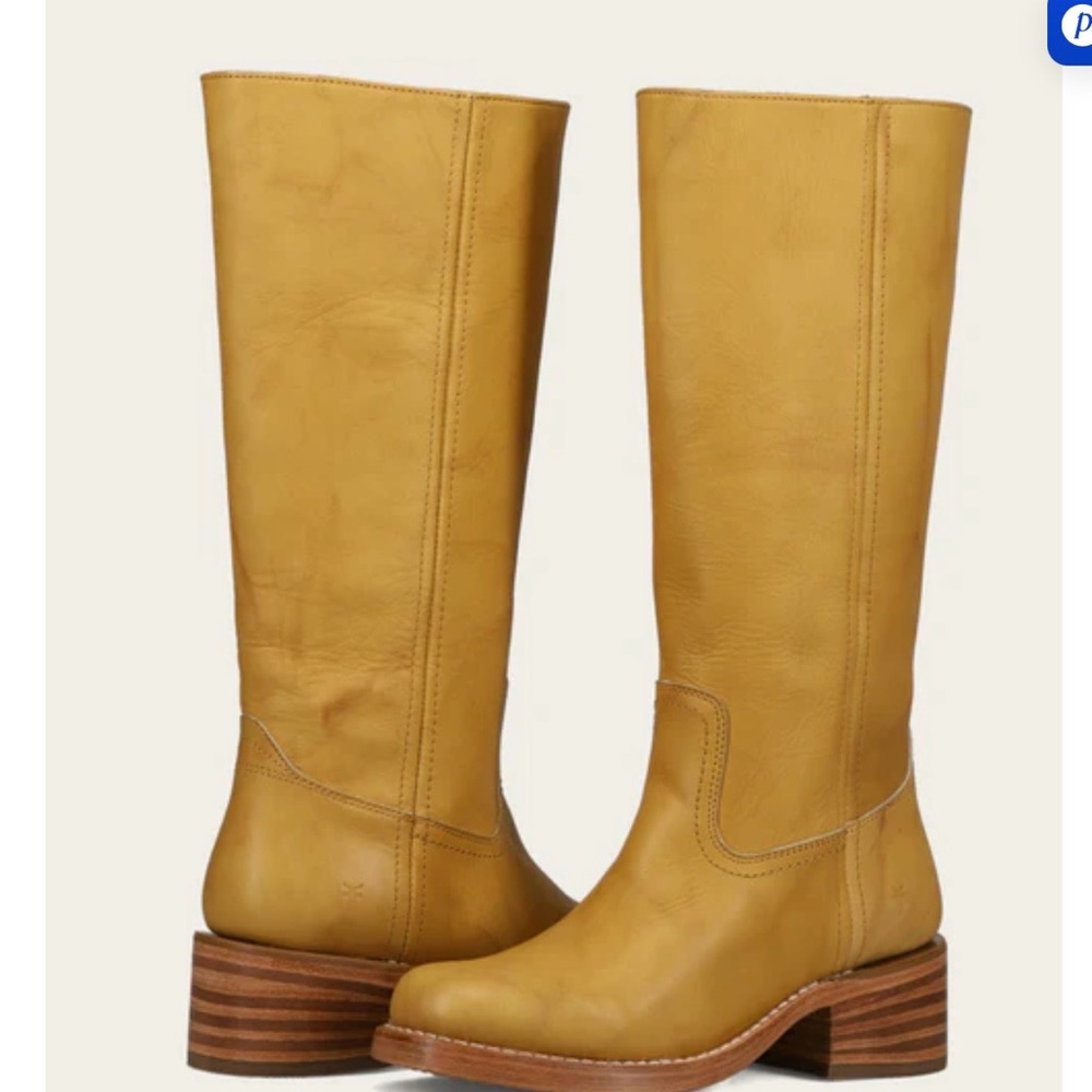 Frye Women's Yellow Leather Heeled Boots